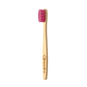 Detská bambusová kefka na zuby s ružovými štetinami NORDICS