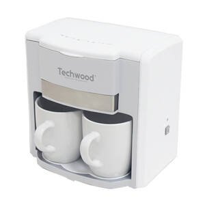 Techwood 2-šálkový kávovar na prípravu preplnenej kávy (biely)